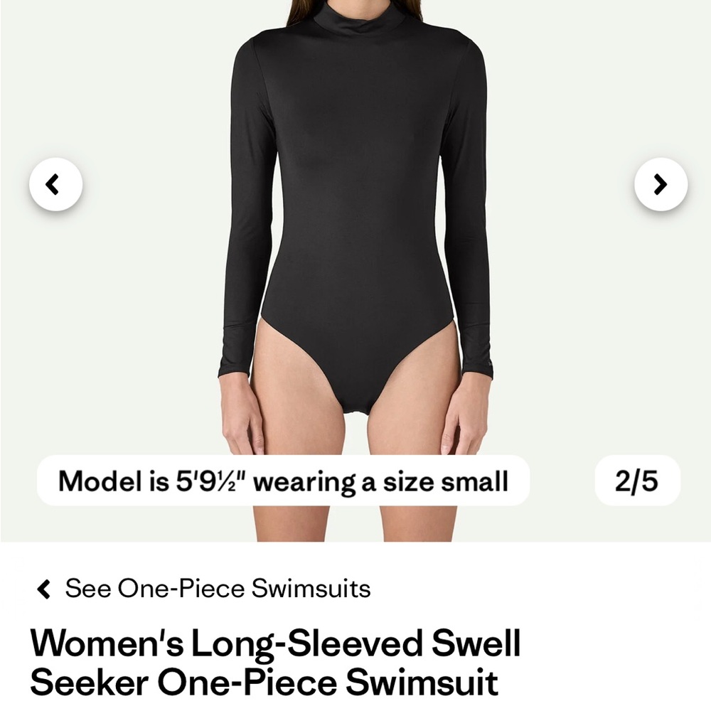 Patagonia SZ SMALL Black Long-Sleeve One-Piece Swimsuit